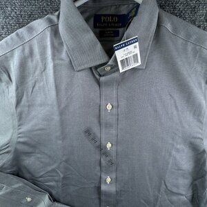 NWT Polo Ralph Lauren Men SLIM FIT Button Up Shirt Gray Easy Care 16 34/35 Adult